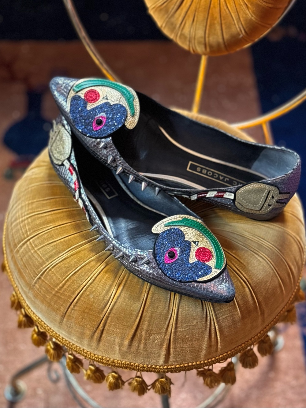 Rare! Marc Jacobs “Day & Night” Studded Moon Flats